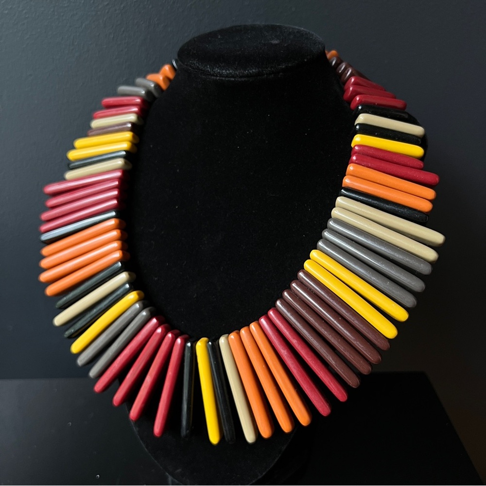 Marion Godart Paris Collar Statement Necklace Lucite Plastic Postmodern